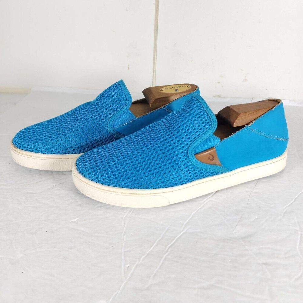 Olukai Women's Pehuea US 7,5 Vivid Blue Flat Slip On Loafer Sneakers Shoes
